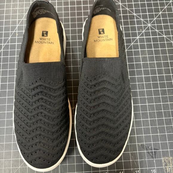 White Mountain Black Knit Chevron Slip-On Comfort Loafer Shoe W30690 New - Picture 1 of 4